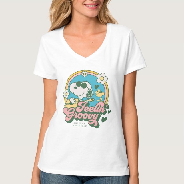 Jordnötter | Snoopy & Woodstock Feelin'Groovy T Shirt (Framsida)