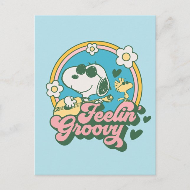 Jordnötter | Snoopy & Woodstock Feelin'Groovy Vykort (Framsida)
