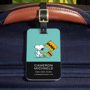 Jordnötter   Snoopy & Woodstock Flaggor Bagagebricka