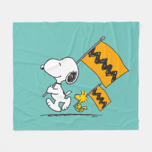 Jordnötter Snoopy & Woodstock Flaggor Fleecefilt