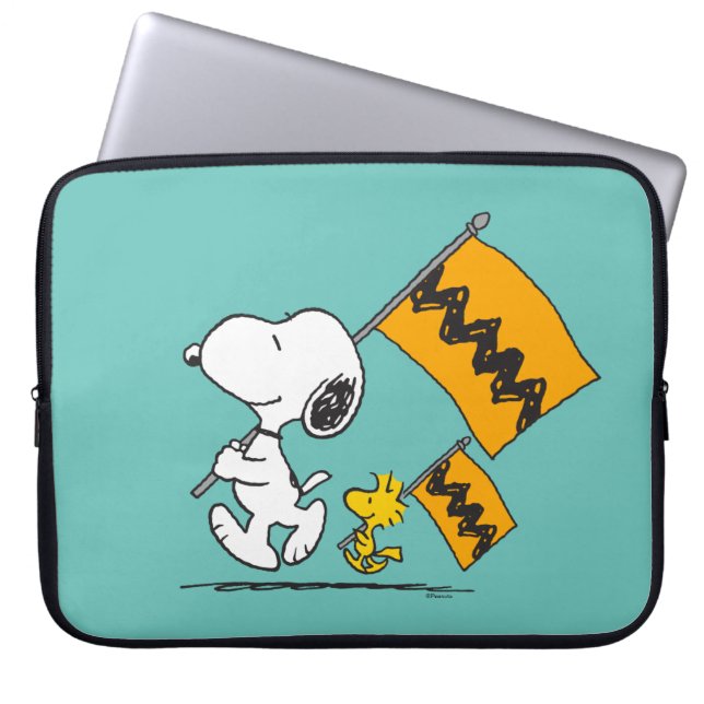 Jordnötter | Snoopy & Woodstock Flaggor Laptop Fodral (Framsidan)