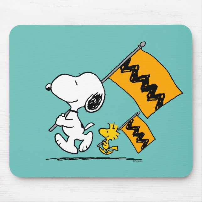 Jordnötter | Snoopy & Woodstock Flaggor Musmatta (Framsidan)