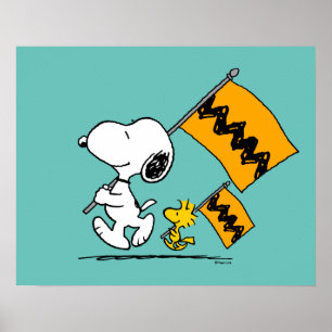 Jordnötter Snoopy & Woodstock Flaggor Poster
