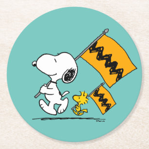 Jordnötter Snoopy & Woodstock Flaggor Underlägg Papper Rund