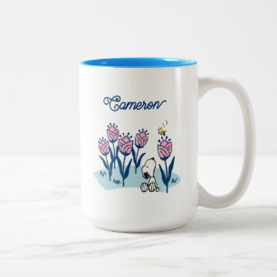 Jordnötter Snoopy & Woodstock Flower Lägg till d Två-Tonad Mugg