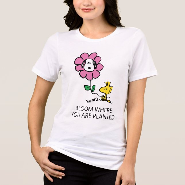 Jordnötter | Snoopy & Woodstock Flower T Shirt (Framsida)