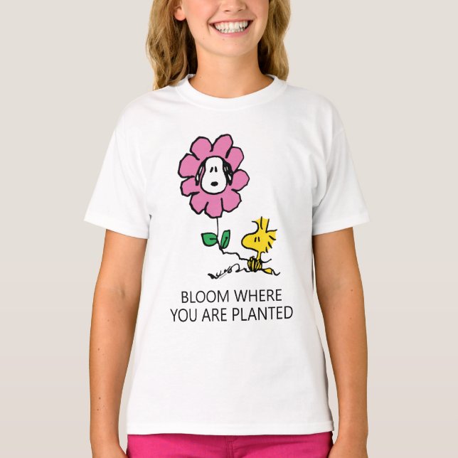 Jordnötter | Snoopy & Woodstock Flower T Shirt (Framsida)