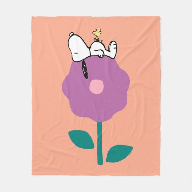 Jordnötter | Snoopy & Woodstock Flower Whistle Fleecefilt (Framsidan)