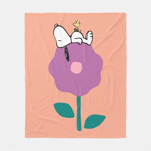 Jordnötter | Snoopy & Woodstock Flower Whistle Fleecefilt (Framsidan)
