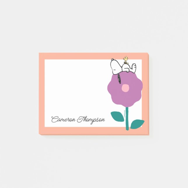 Jordnötter | Snoopy & Woodstock Flower Whistle Post-it Block (Framsida)