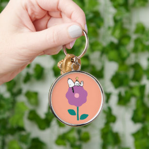 Jordnötter   Snoopy & Woodstock Flower Whistle Rund Silverfärgad Nyckelring