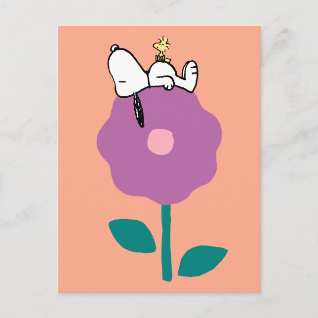 Jordnötter | Snoopy & Woodstock Flower Whistle Vykort (Framsida)