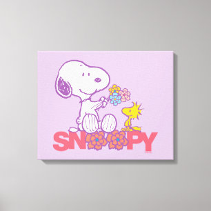 Jordnötter Snoopy & Woodstock Flowers Canvastryck