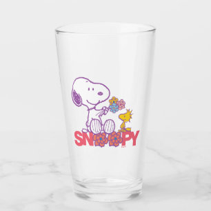 Jordnötter Snoopy & Woodstock Flowers Glaskopp
