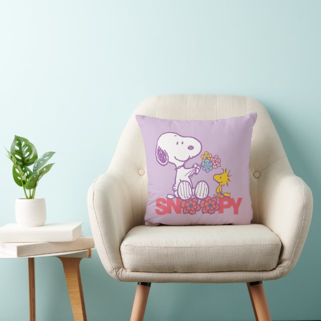 Jordnötter | Snoopy & Woodstock Flowers Kudde (Stol)