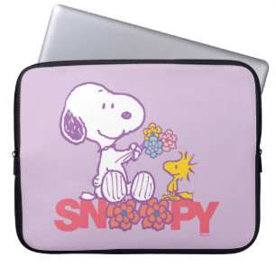 Jordnötter Snoopy & Woodstock Flowers Laptop Fodral