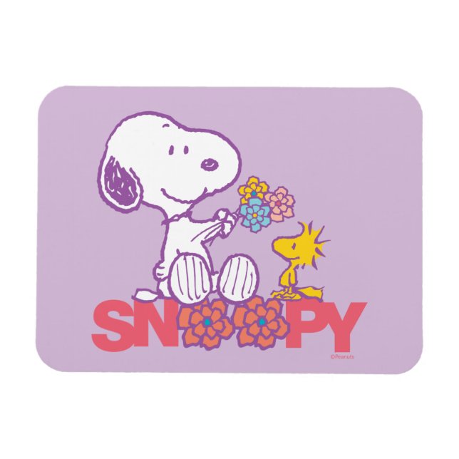 Jordnötter | Snoopy & Woodstock Flowers Magnet (Horisontell)