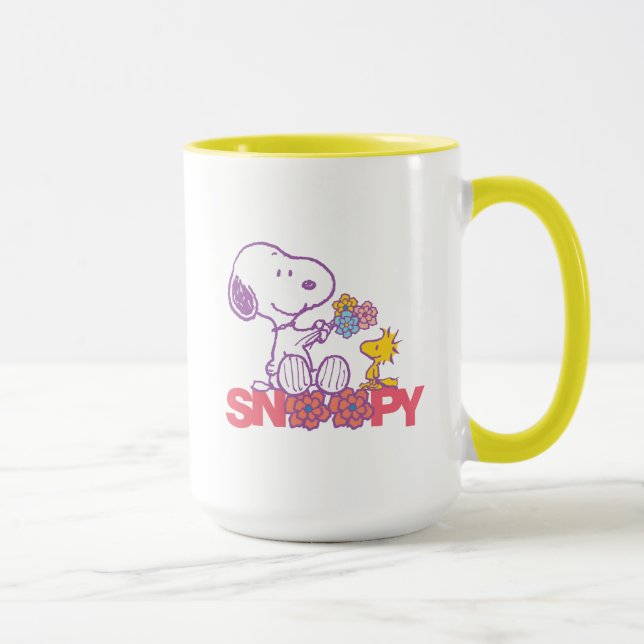 Jordnötter | Snoopy & Woodstock Flowers Mugg (Höger)