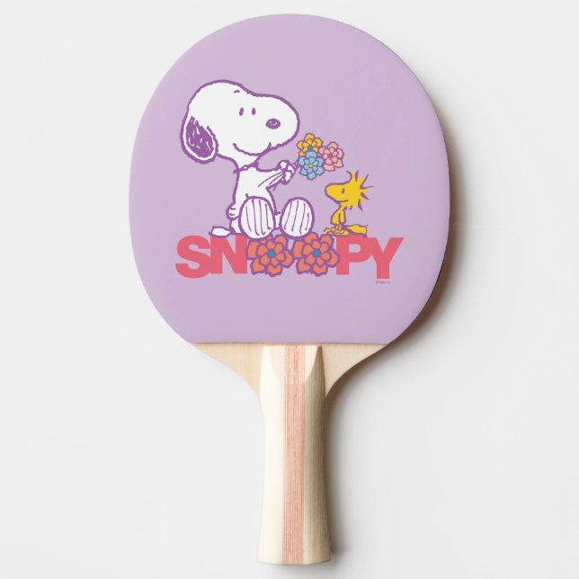 Jordnötter | Snoopy & Woodstock Flowers Pingisracket (Framsidan)