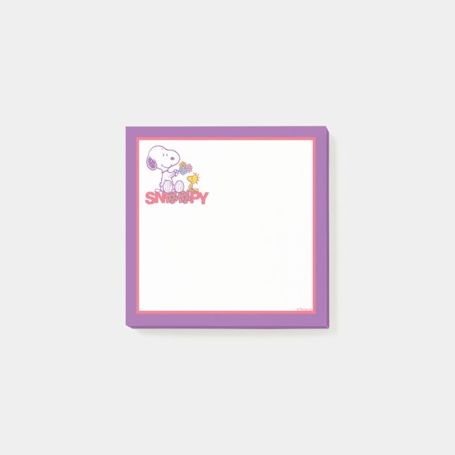 Jordnötter | Snoopy & Woodstock Flowers Post-it Block (Framsida)