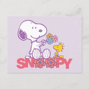 Jordnötter Snoopy & Woodstock Flowers Vykort
