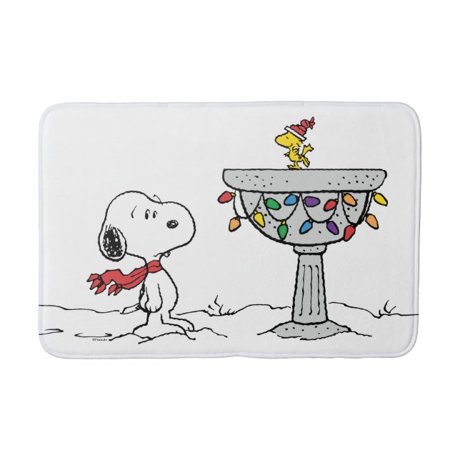 Jordnötter | Snoopy & Woodstock Fryst fågelbad Badrumsmatta (Framsidan)