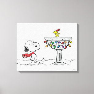 Jordnötter Snoopy & Woodstock Fryst fågelbad Canvastryck