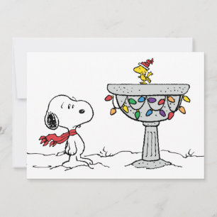 Jordnötter Snoopy & Woodstock Fryst fågelbad Julkort