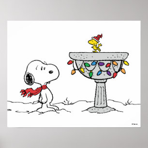 Jordnötter Snoopy & Woodstock Fryst fågelbad Poster
