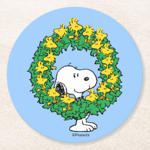 Jordnötter   Snoopy & Woodstock God Julfrand Underlägg Papper Rund