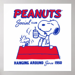 Jordnötter Snoopy & Woodstock Hänging runt omkri Poster
