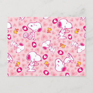 Jordnötter   Snoopy & Woodstock Heart Mönster Vykort