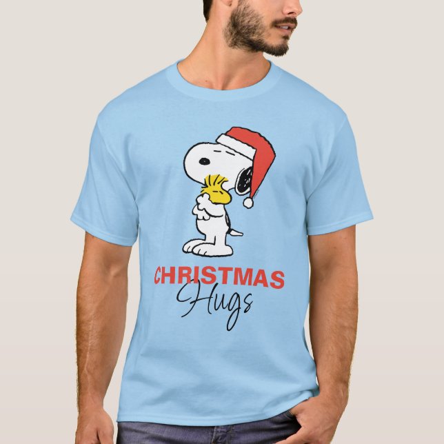 Jordnötter | Snoopy & Woodstock Helgdag Hugs T Shirt (Framsida)