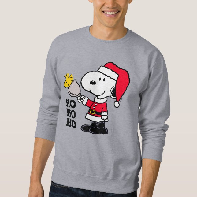 Jordnötter | Snoopy & Woodstock Ho Ho Ho Lång Ärmad Tröja (Framsida)