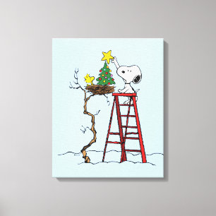 Jordnötter Snoopy & Woodstock Julgran Canvastryck