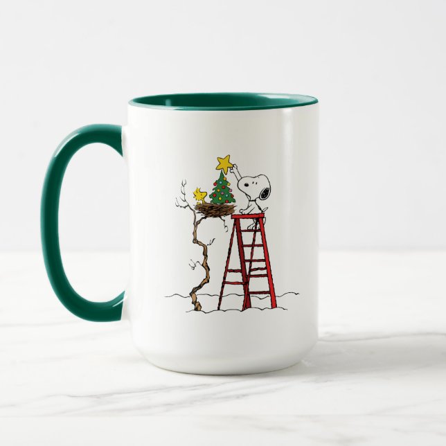 Jordnötter | Snoopy & Woodstock Julgran Mugg (Vänster)