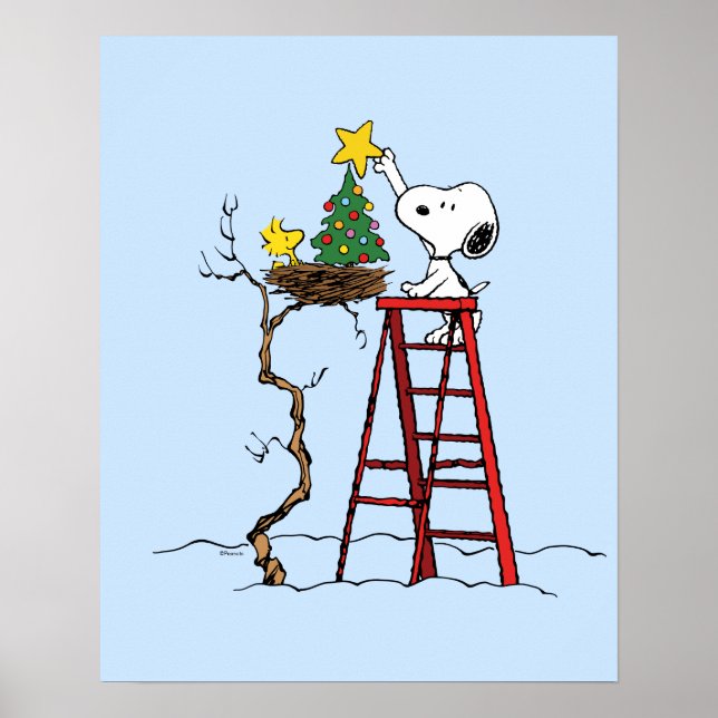Jordnötter | Snoopy & Woodstock Julgran Poster (Framsidan)