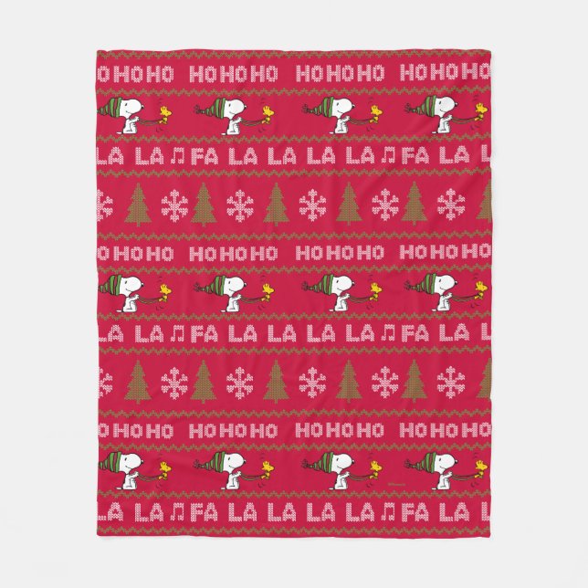 Jordnötter | Snoopy & Woodstock Julsötare Fleecefilt (Framsidan)