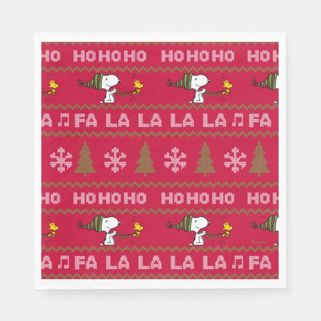 Jordnötter | Snoopy & Woodstock Julsötare Pappersservett (Framsidan)