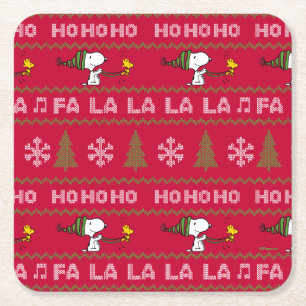 Jordnötter   Snoopy & Woodstock Julsötare Underlägg Papper Kvadrat