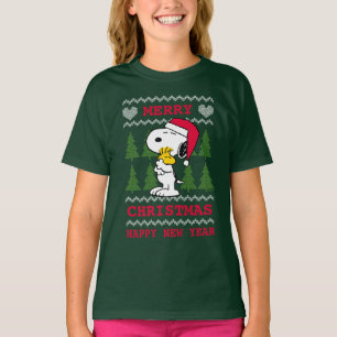 Jordnötter   Snoopy & Woodstock Jultomten Hug T Shirt