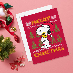 Jordnötter Snoopy & Woodstock Jultomten Hug Vykort