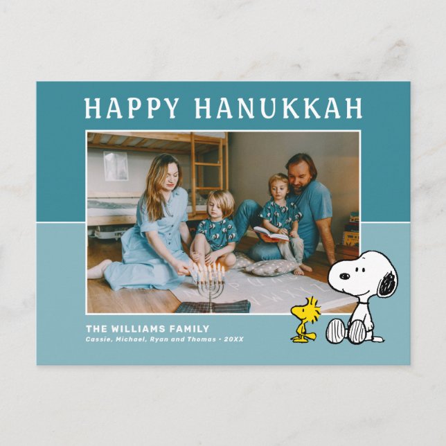 Jordnötter | Snoopy & Woodstock Lycklig Hanukkah Helg Vykort (Framsida)