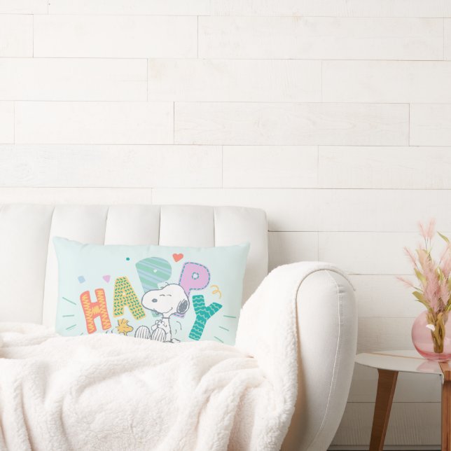 Jordnötter | Snoopy & Woodstock Lycklig Lumbarkudde (Soffa)