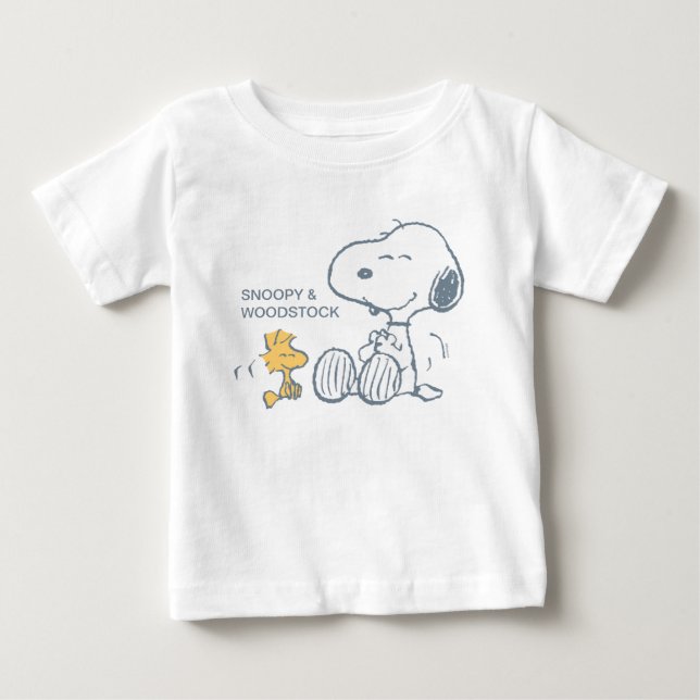 Jordnötter | Snoopy & Woodstock Lycklig T Shirt (Framsida)