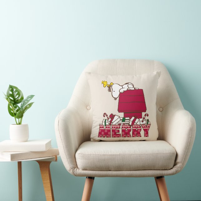 Jordnötter | Snoopy & Woodstock Merry Ugly Sweater Kudde (Stol)