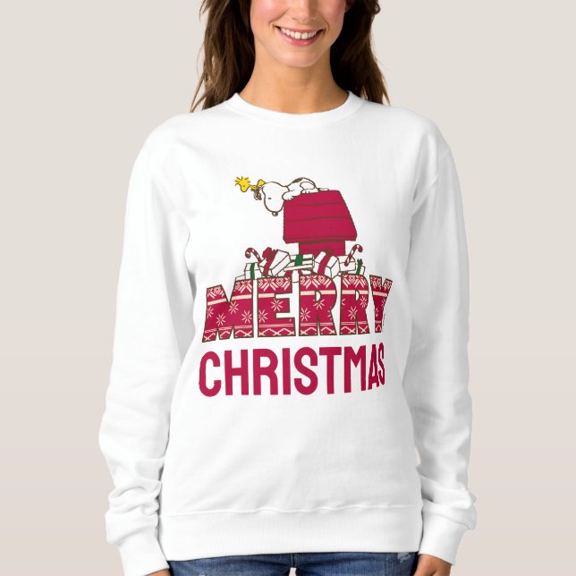 Jordnötter | Snoopy & Woodstock Merry Ugly Sweater T Shirt (Framsida)