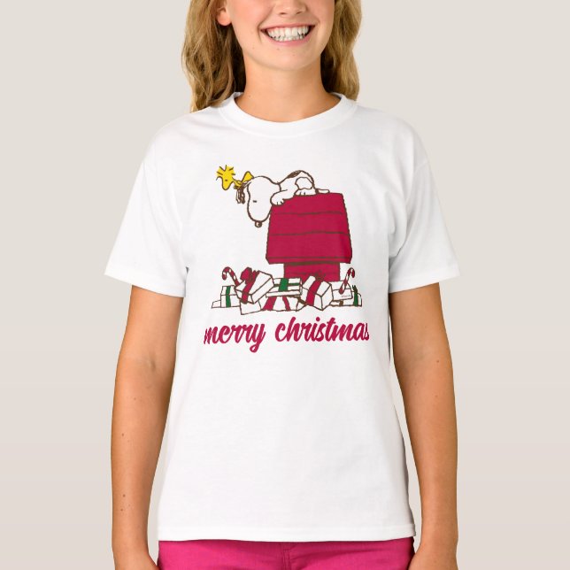 Jordnötter | Snoopy & Woodstock Merry Ugly Sweater T Shirt (Framsida)