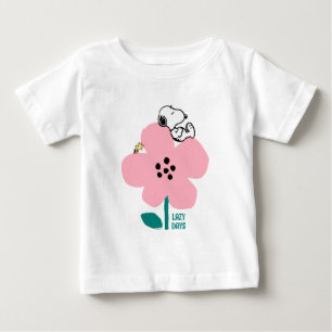 Jordnötter   Snoopy & Woodstock Nap på Rosa Flower T Shirt