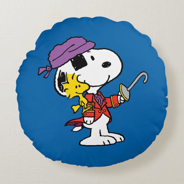Jordnötter | Snoopy & Woodstock Pirater Rund Kudde (Framsidan)